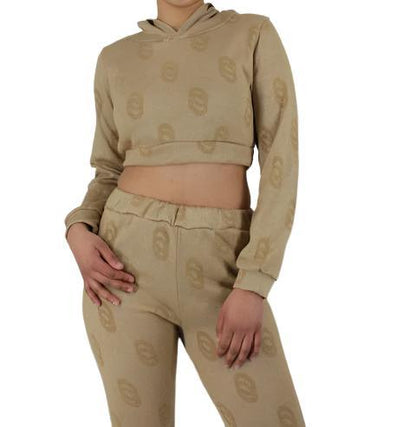 Pattern Long Sleeve Crop Jersey and Pants Set - Styledd by L&M