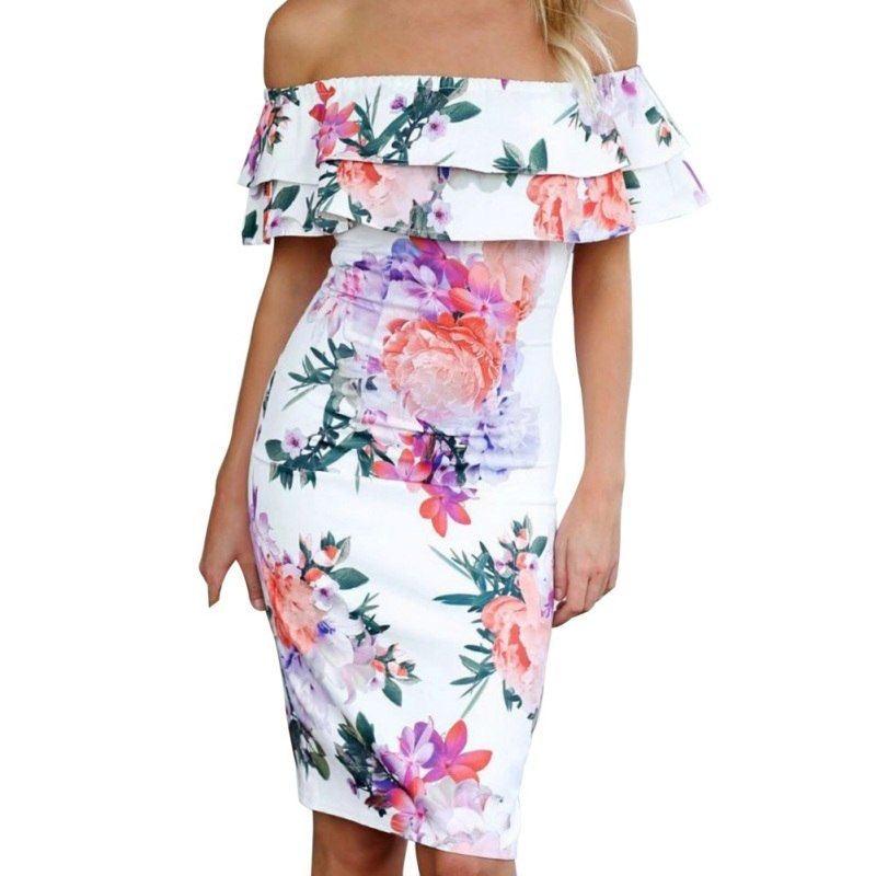 Printed Off Shoulder Mini Dress - Styledd by L&M