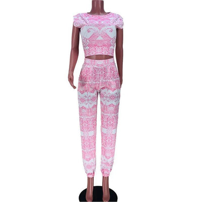 Printed Two Piece Top and Long Pants - Styledd by L&M