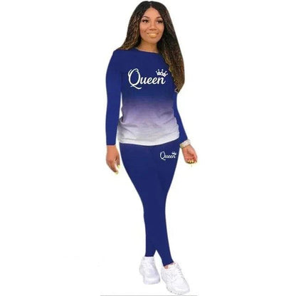 Queen Print Tracksuit Long Sleeve T-Shirt Jogging Pants - Styledd by L&M