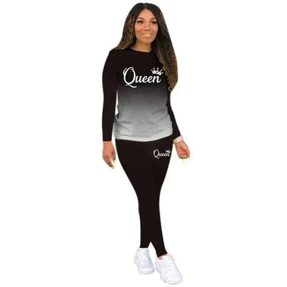 Queen Print Tracksuit Long Sleeve T-Shirt Jogging Pants - Styledd by L&M