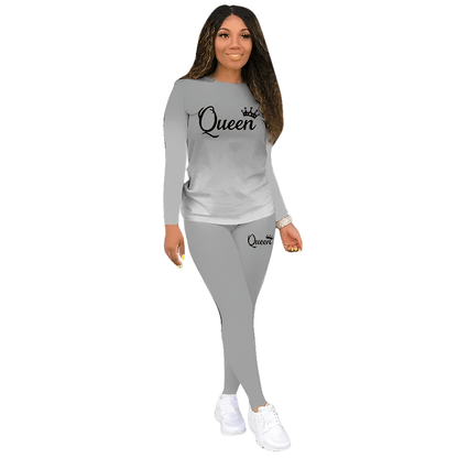 Queen Print Tracksuit Long Sleeve T-Shirt Jogging Pants - Styledd by L&M