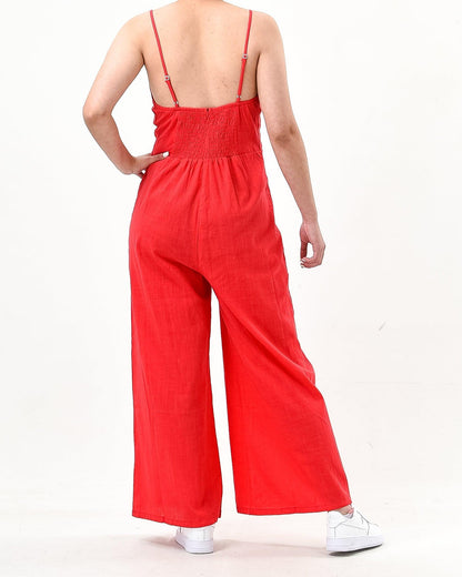 Red Spaghetti strap jumpsuit - Styledd by L&M