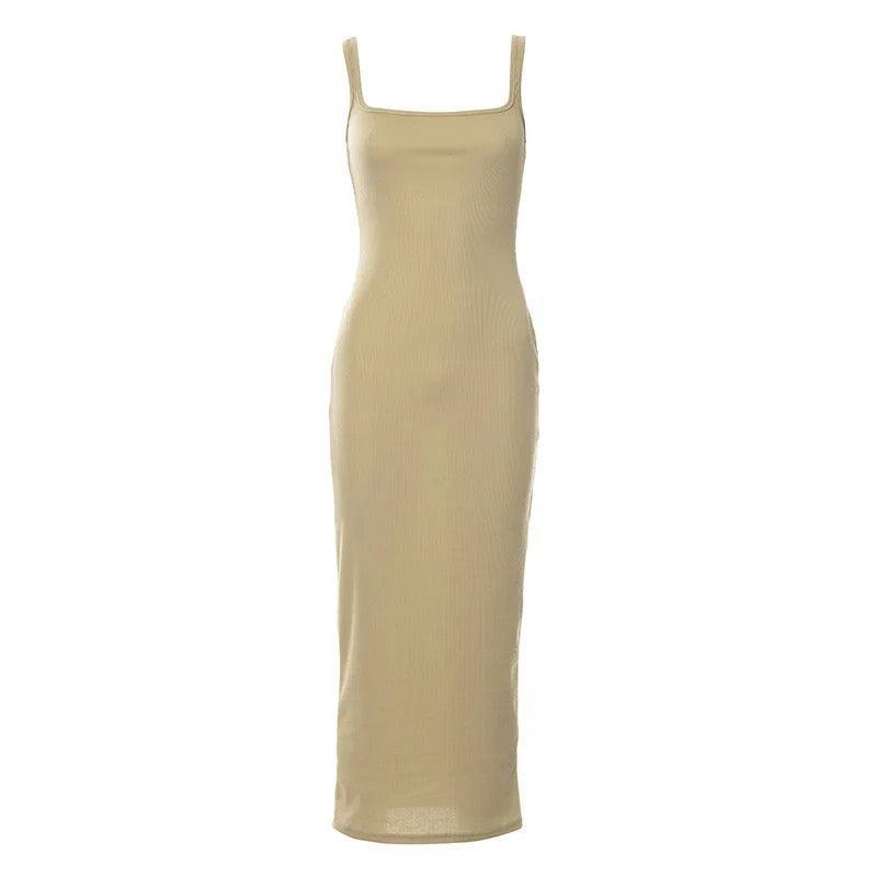 Ribbed Knitted Sleeveless Dress Bodycon - Styledd by L&M