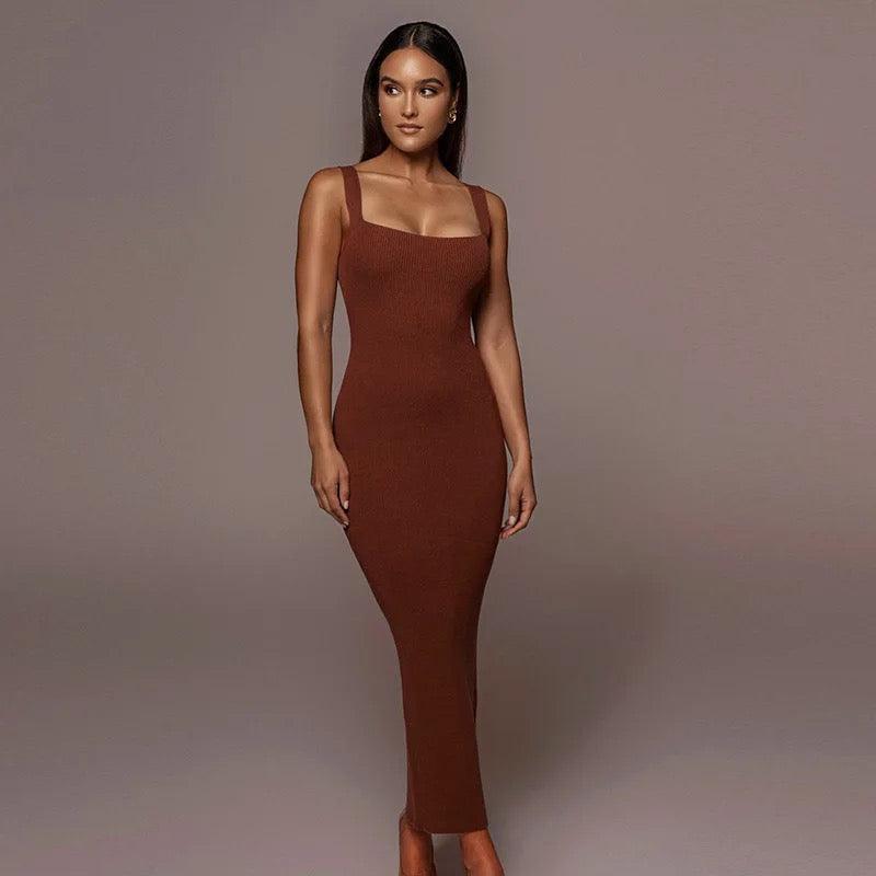 Ribbed Knitted Sleeveless Dress Bodycon - Styledd by L&M