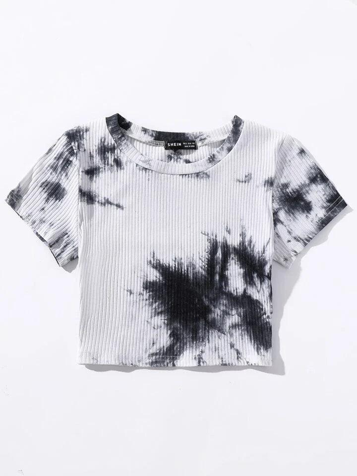 Ribbed Knitted Tie Dye Crop Top - Styledd by L&M