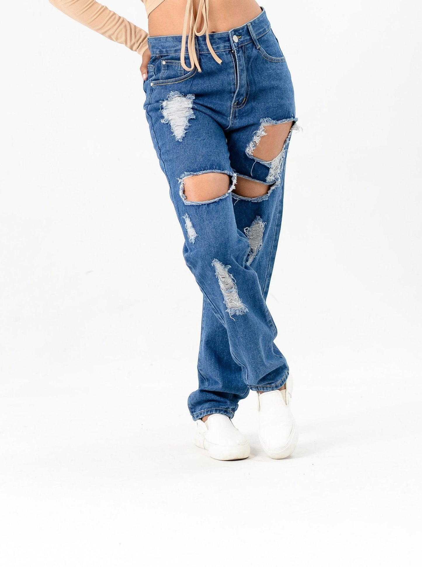 Ripped Boyfriend Denim Jeans ST17 - Styledd by L&M