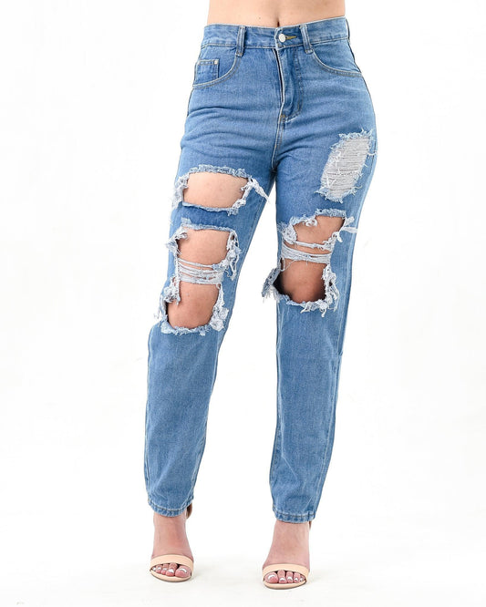 Ripped Detail Boyfriend Jeans ST18 - Styledd by L&M