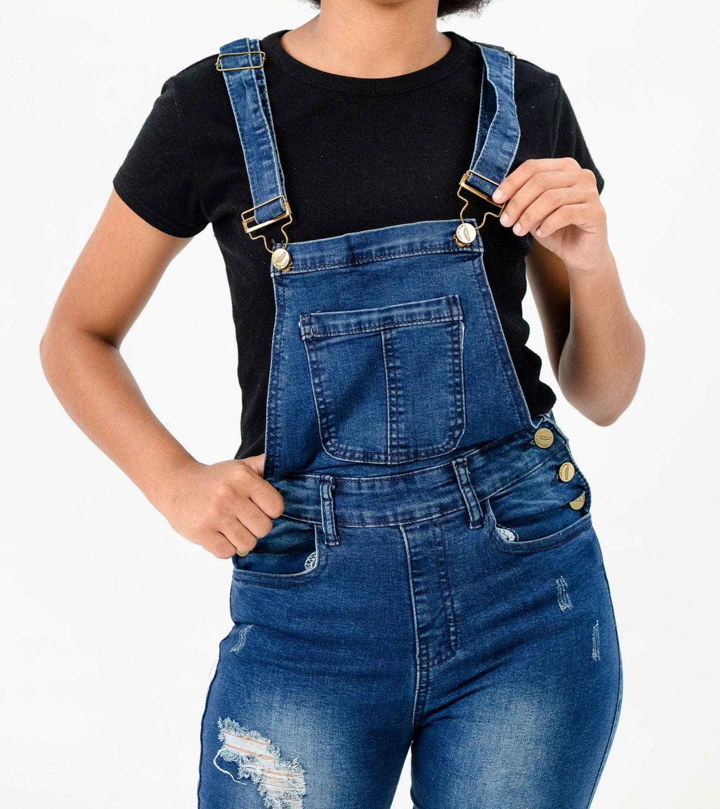 Ripped Frayed Denim Overalls ST40 - Styledd by L&M