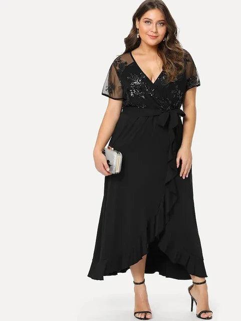 Sequence lace midi wrap dress - Styledd by L&M