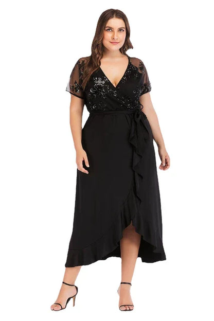 Sequence lace midi wrap dress - Styledd by L&M