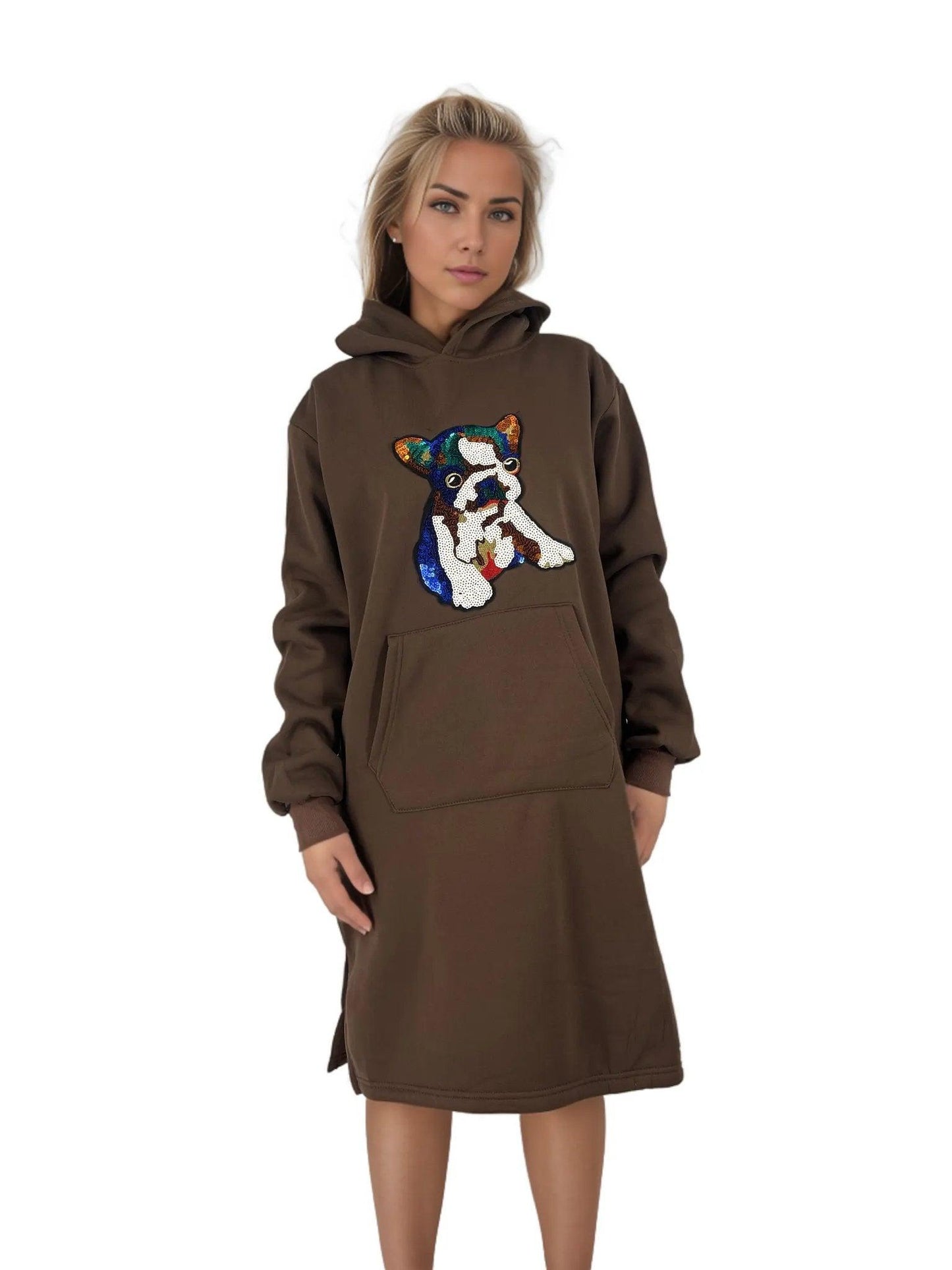 Sequenced Graphic Picture Jersey Hoodie Dress - Styledd by L&M