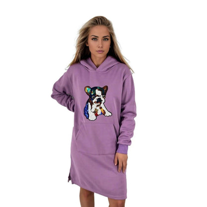 Sequenced Graphic Picture Jersey Hoodie Dress - Styledd by L&M