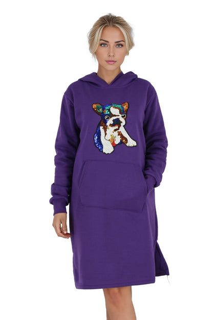 Sequenced Graphic Picture Jersey Hoodie Dress - Styledd by L&M