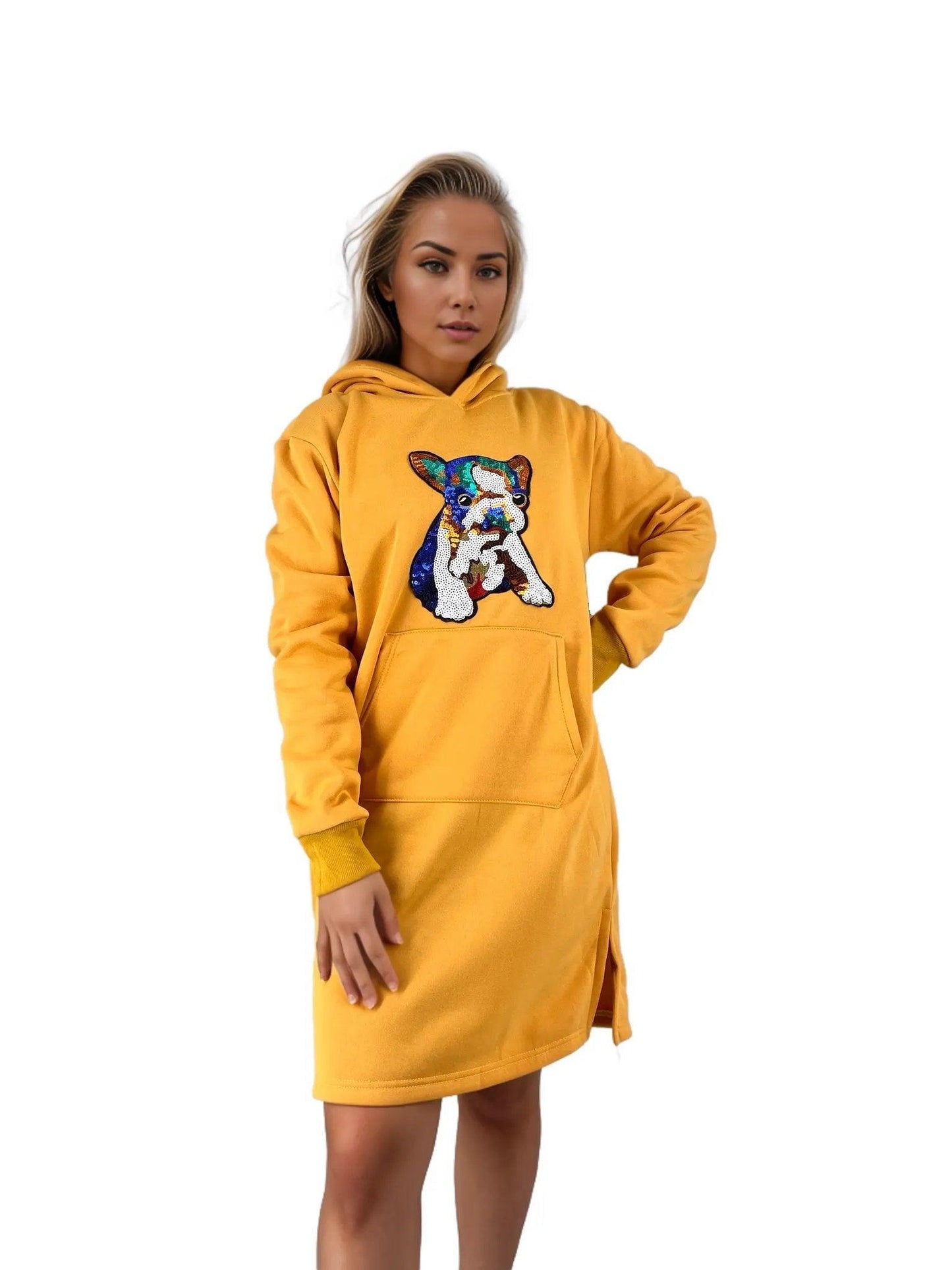 Sequenced Graphic Picture Jersey Hoodie Dress - Styledd by L&M