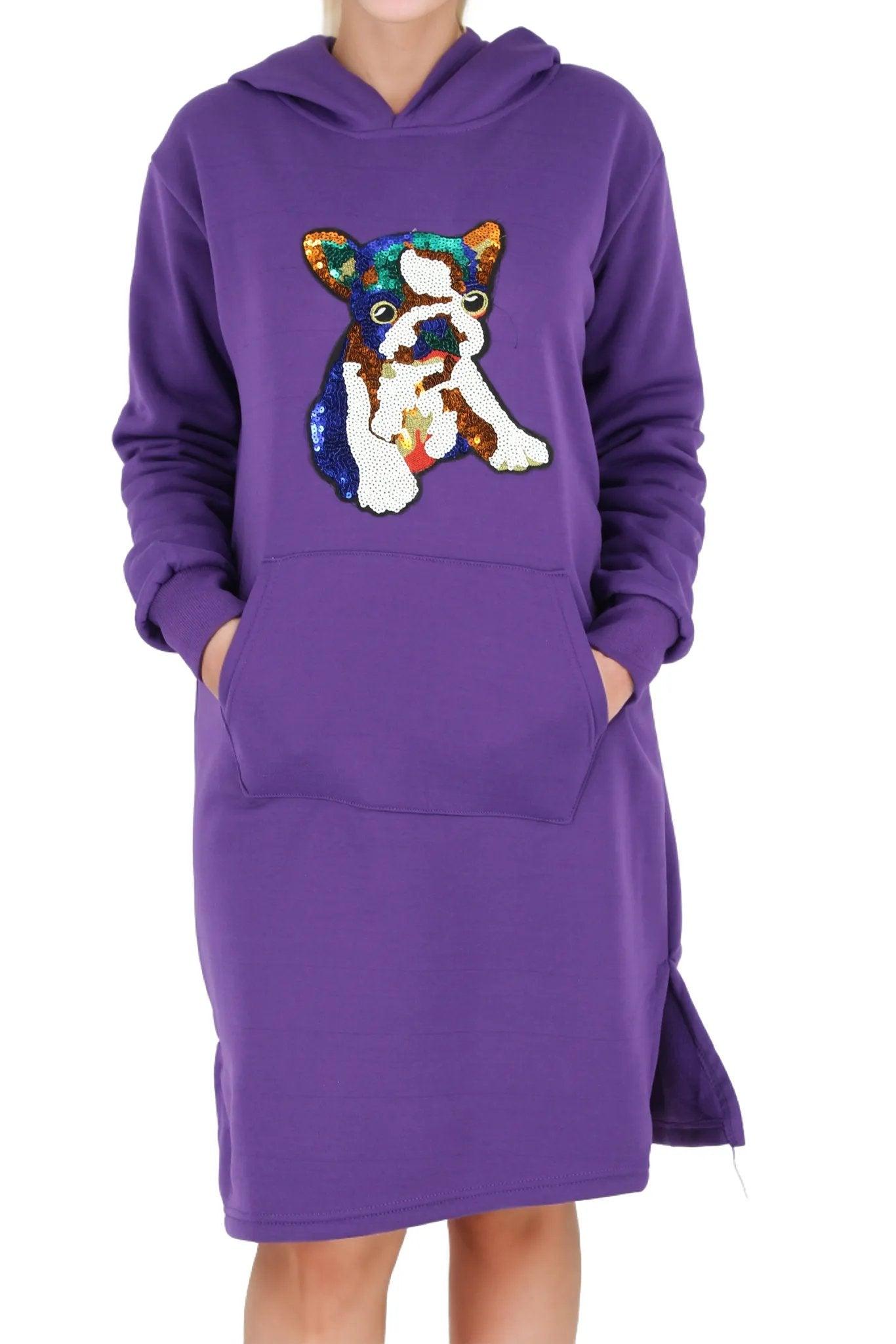 Sequenced Graphic Picture Jersey Hoodie Dress - Styledd by L&M