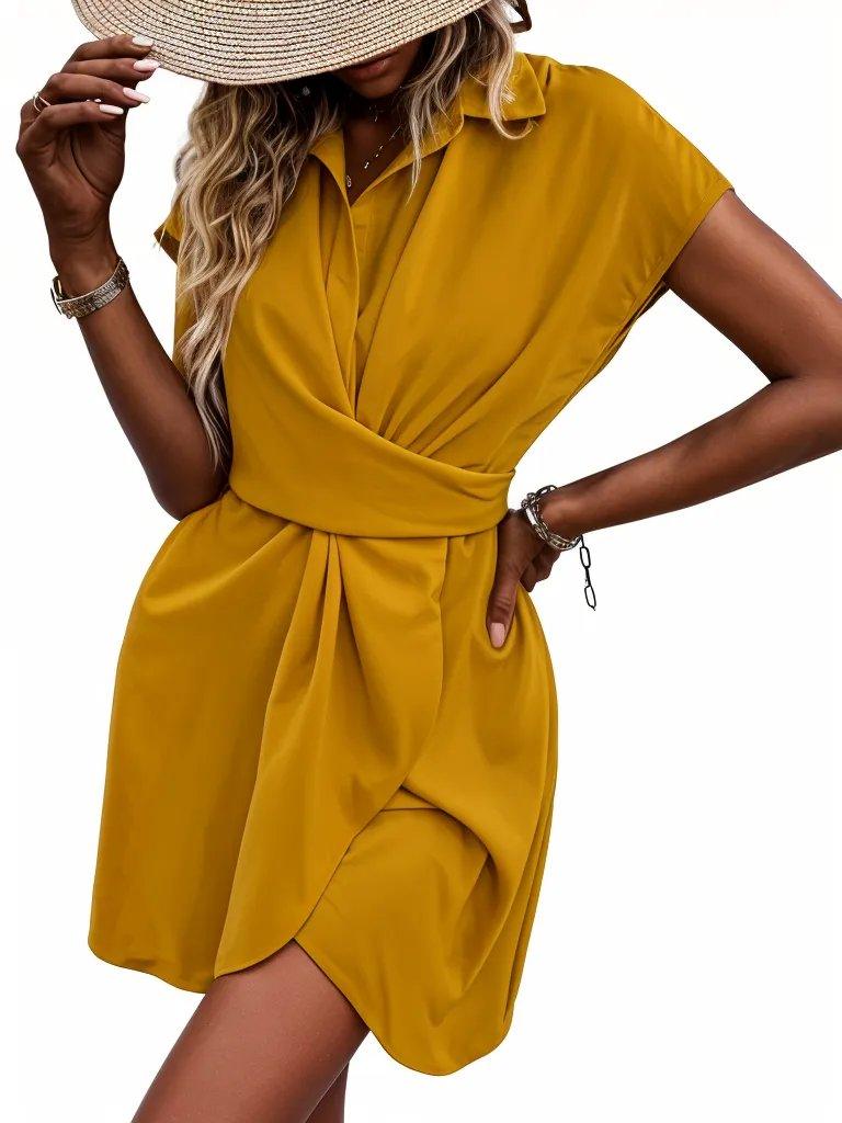 Shirt twist belt mini dress - Styledd by L&M