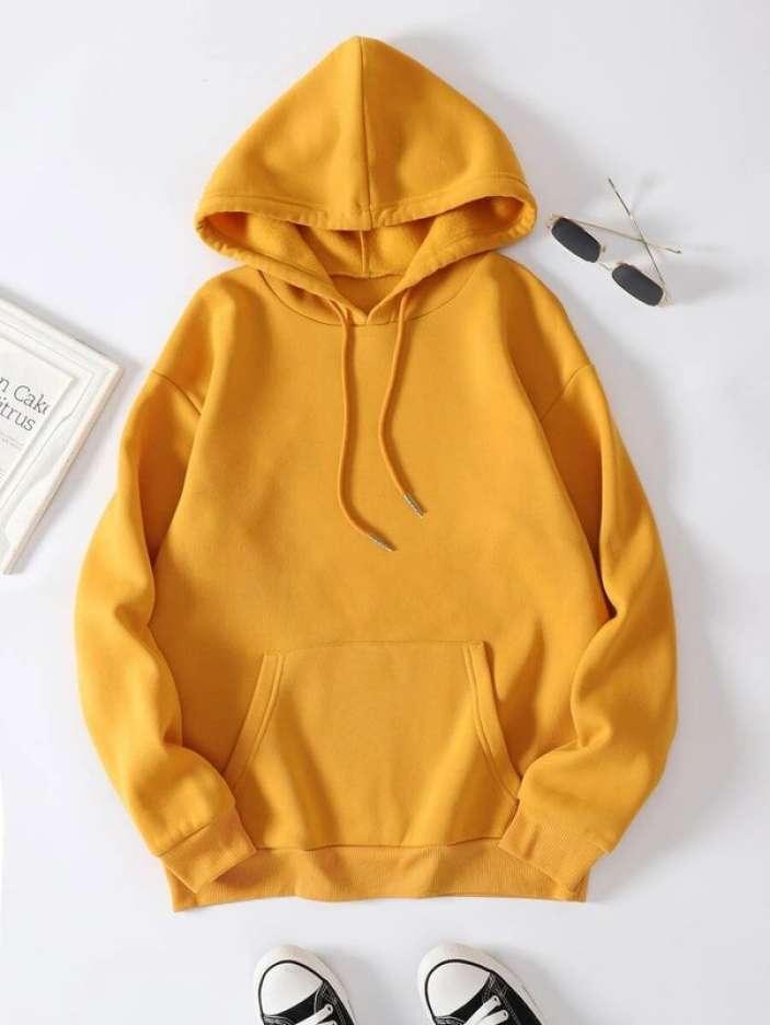 Solid Kangaroo Pocket Thermal Lined Hoodie - Styledd by L&M