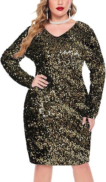 Sparkle Sequin v neck curve mini dress - Styledd by L&M