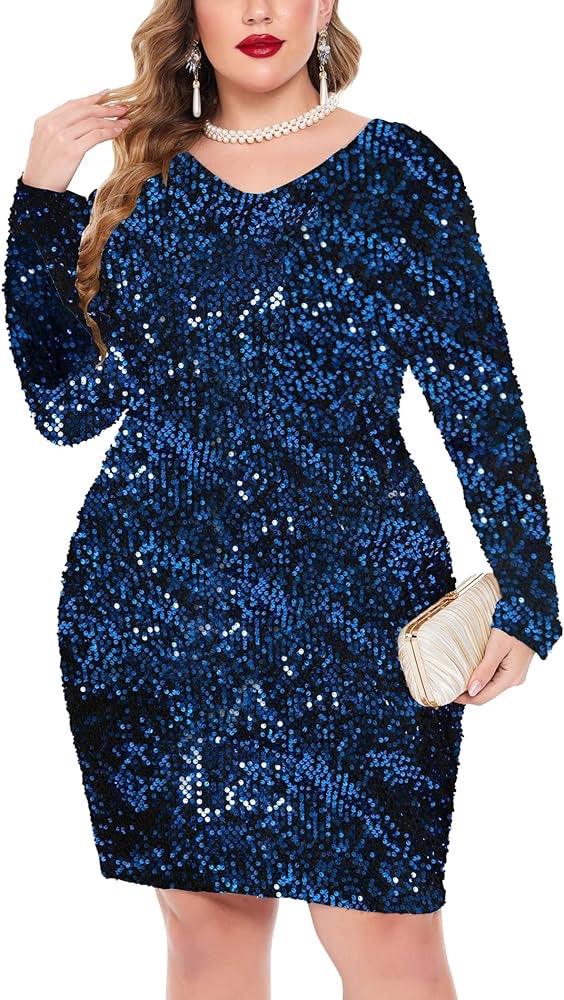 Sparkle Sequin v neck curve mini dress - Styledd by L&M