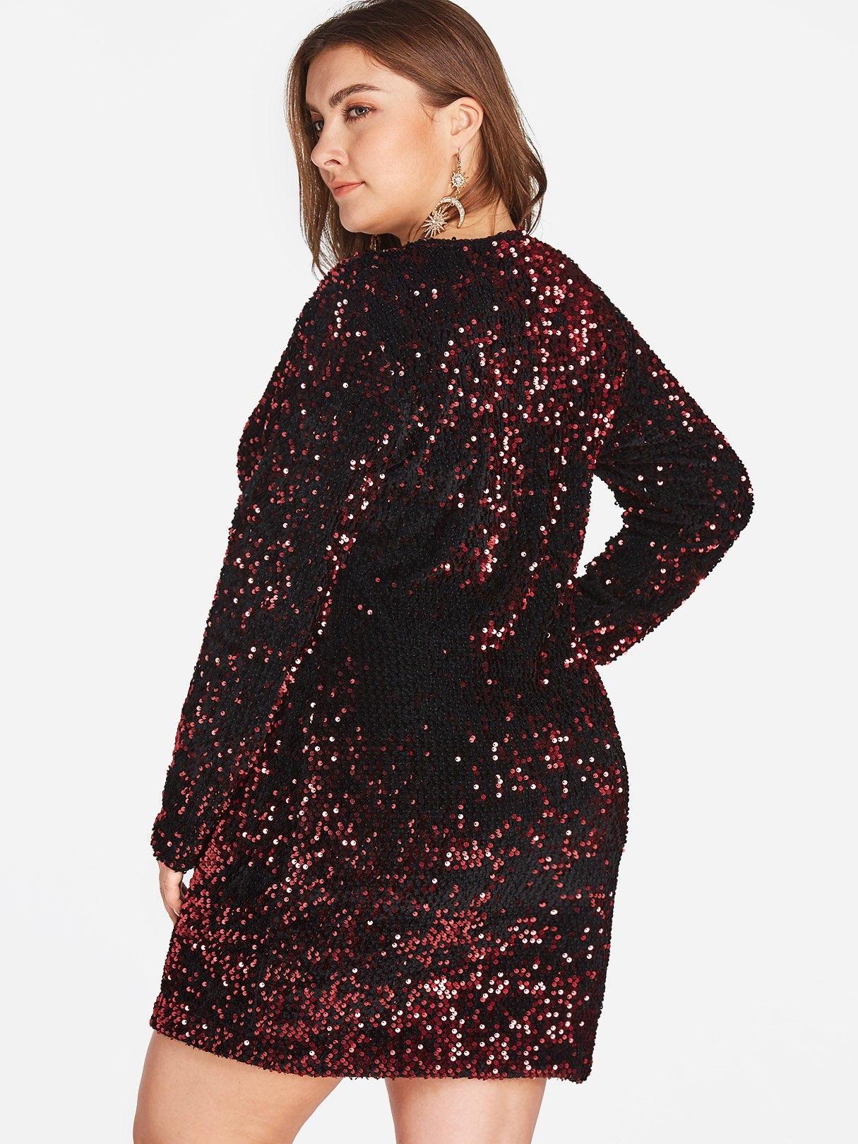 Sparkle Sequin v neck curve mini dress - Styledd by L&M