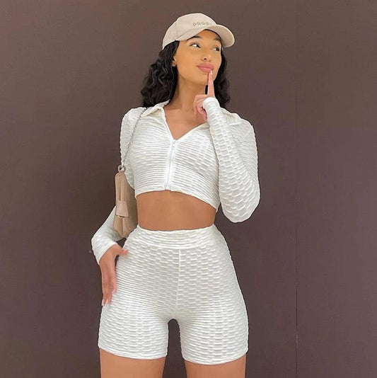 Sport Top And Shorts Set With Round Neck - Styledd by L&M