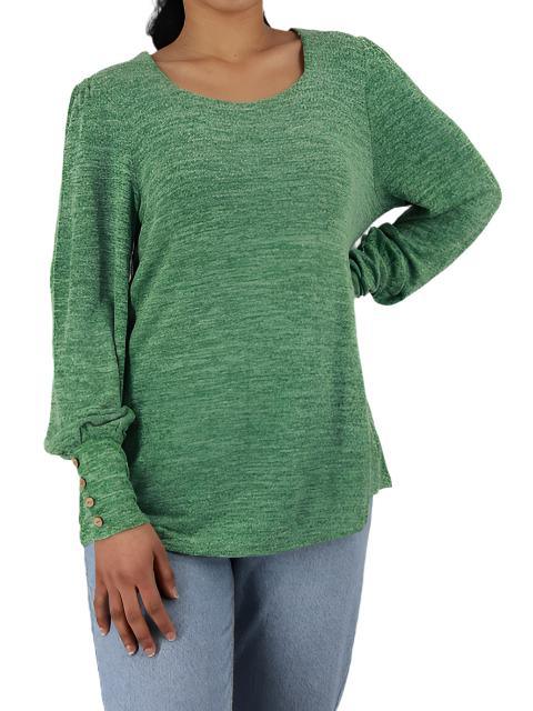 Square Neck Bishop Sleeve Sweater Top - Styledd by L&M