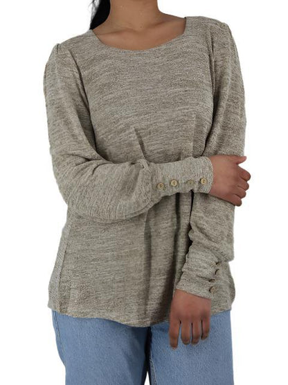 Square Neck Bishop Sleeve Sweater Top - Styledd by L&M