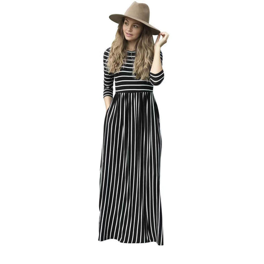 Stripe Maxi Long Dress - Styledd by L&M