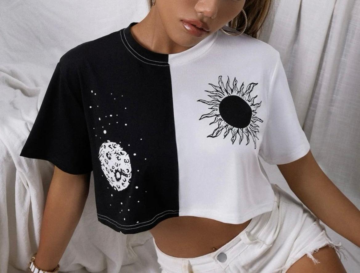 Sun and moon two toned crop top - Styledd by L&M