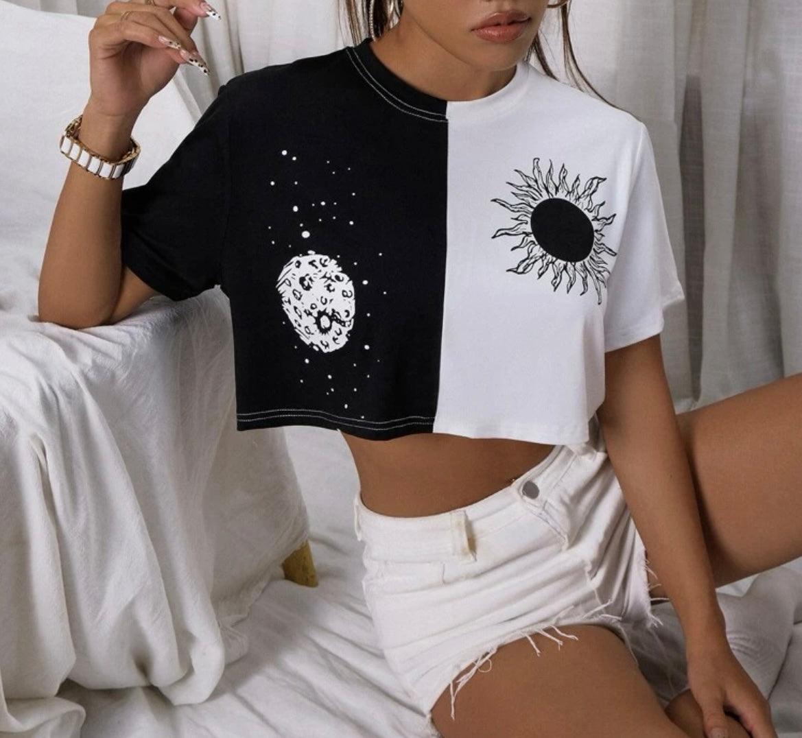 Sun and moon two toned crop top - Styledd by L&M