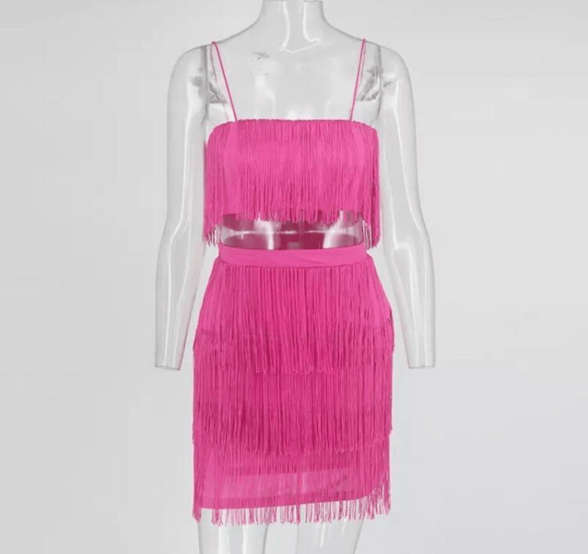 Tassel Pop Pink Vintage Two Piece Skirt Set - Styledd by L&M