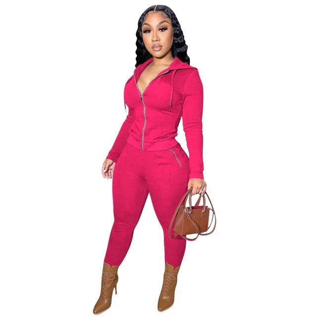 Thick Plush Two Piece Set Hooded Tracksuit - Styledd by L&M