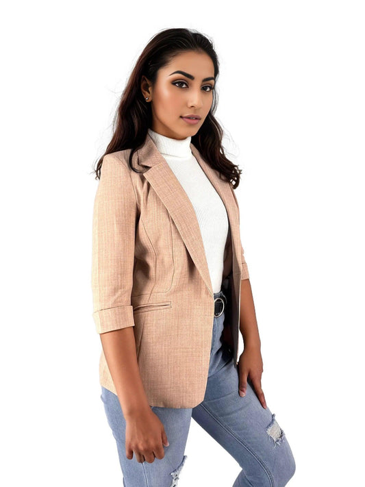 Three Quarter Sleeve Casual Work Blazer - Styledd by L&M