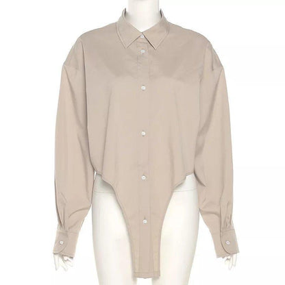 Turn-Down Collar Triangular Blouse - Styledd by L&M