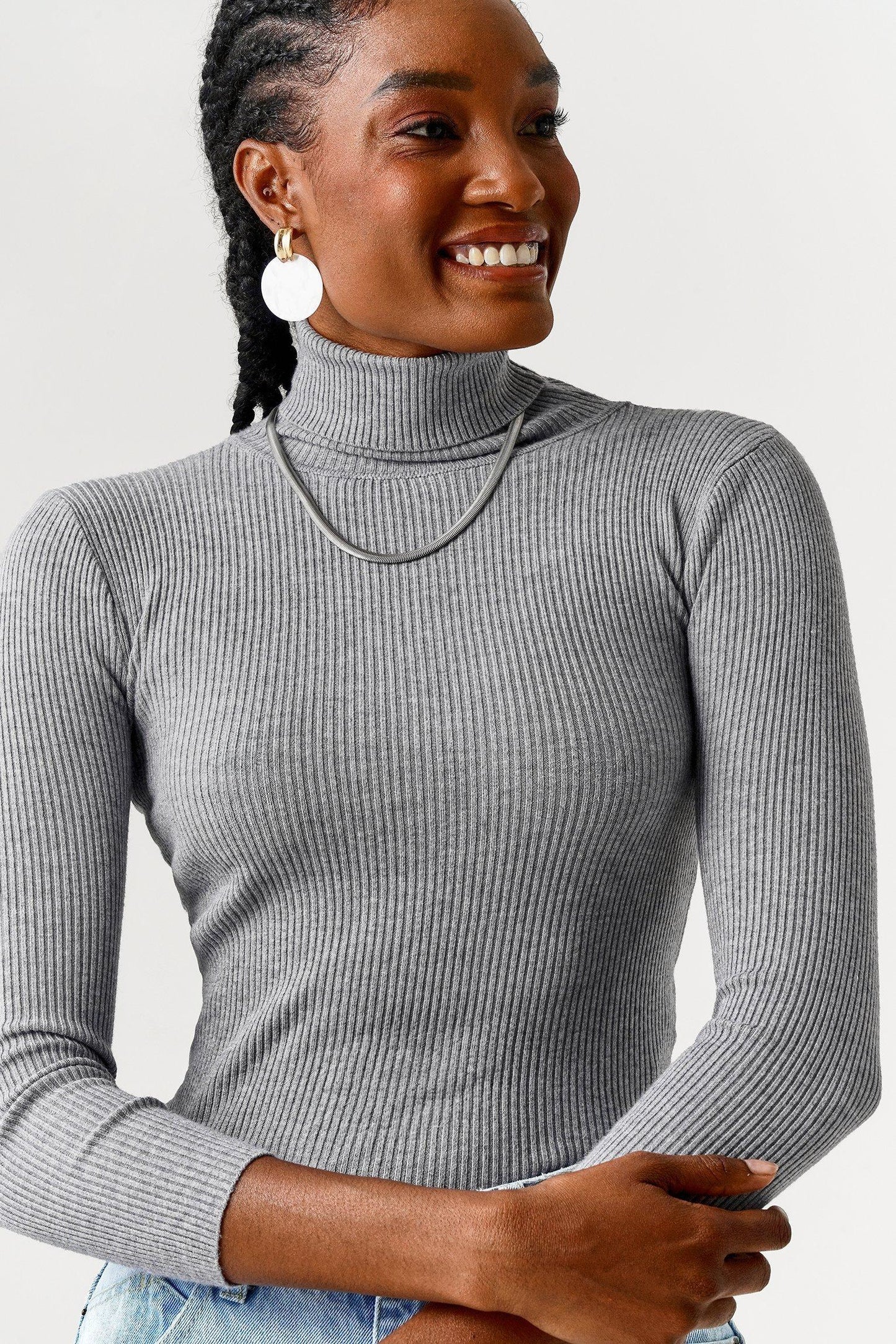 Turtleneck Ribbed Knit Sweater Pullover Jersey - Styledd by L&M