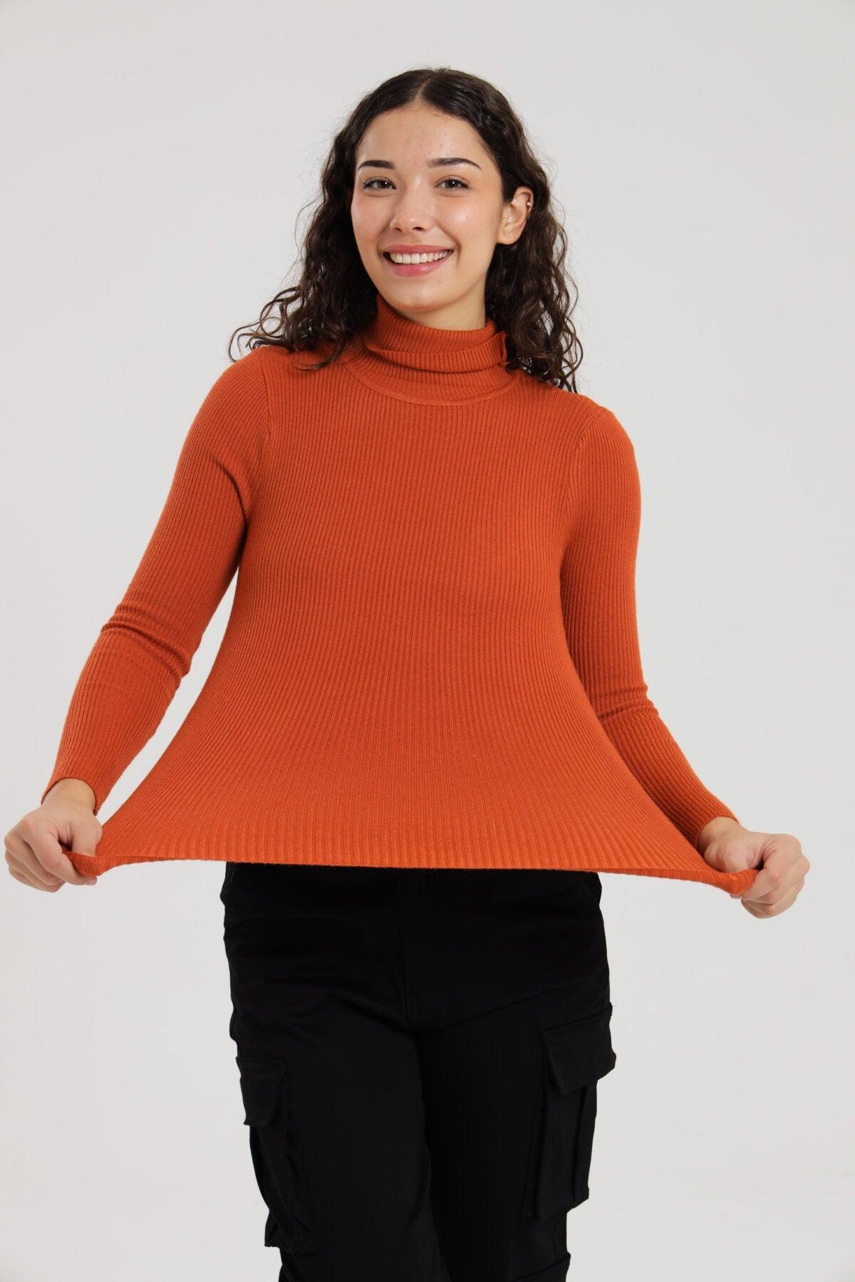 Turtleneck Ribbed Knit Sweater Pullover Jersey - Styledd by L&M