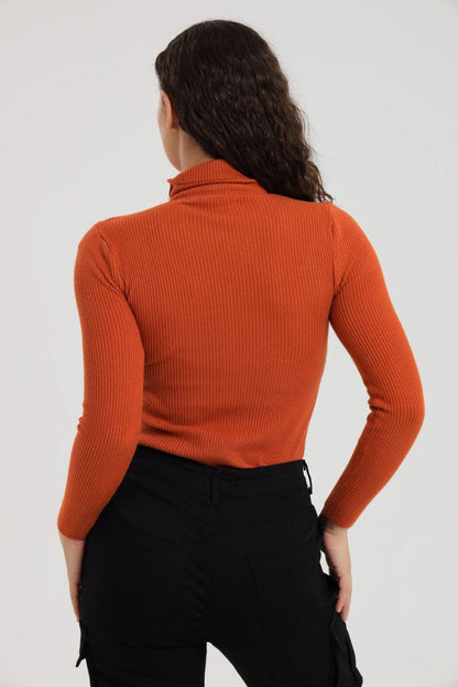 Turtleneck Ribbed Knit Sweater Pullover Jersey - Styledd by L&M