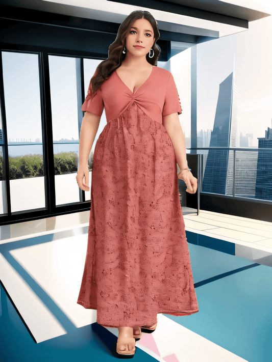 Twist front short sleeve maxi dress curve - Styledd by L&M