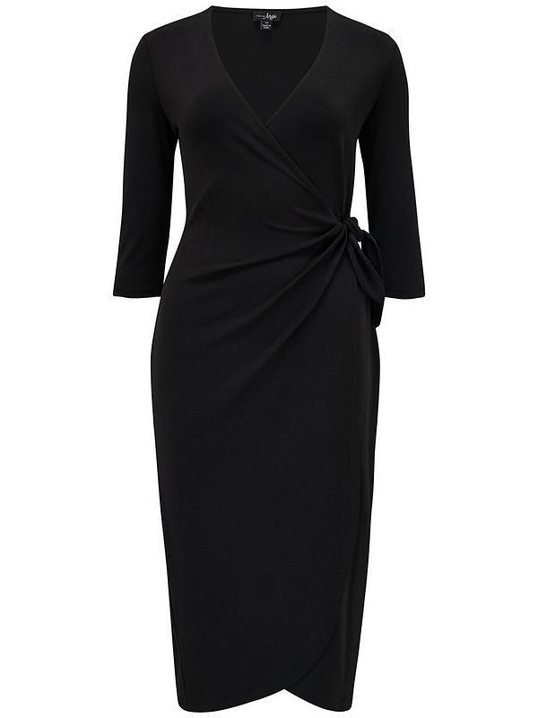 V Neck Ruched Midi Bodycon Dress - Styledd by L&M