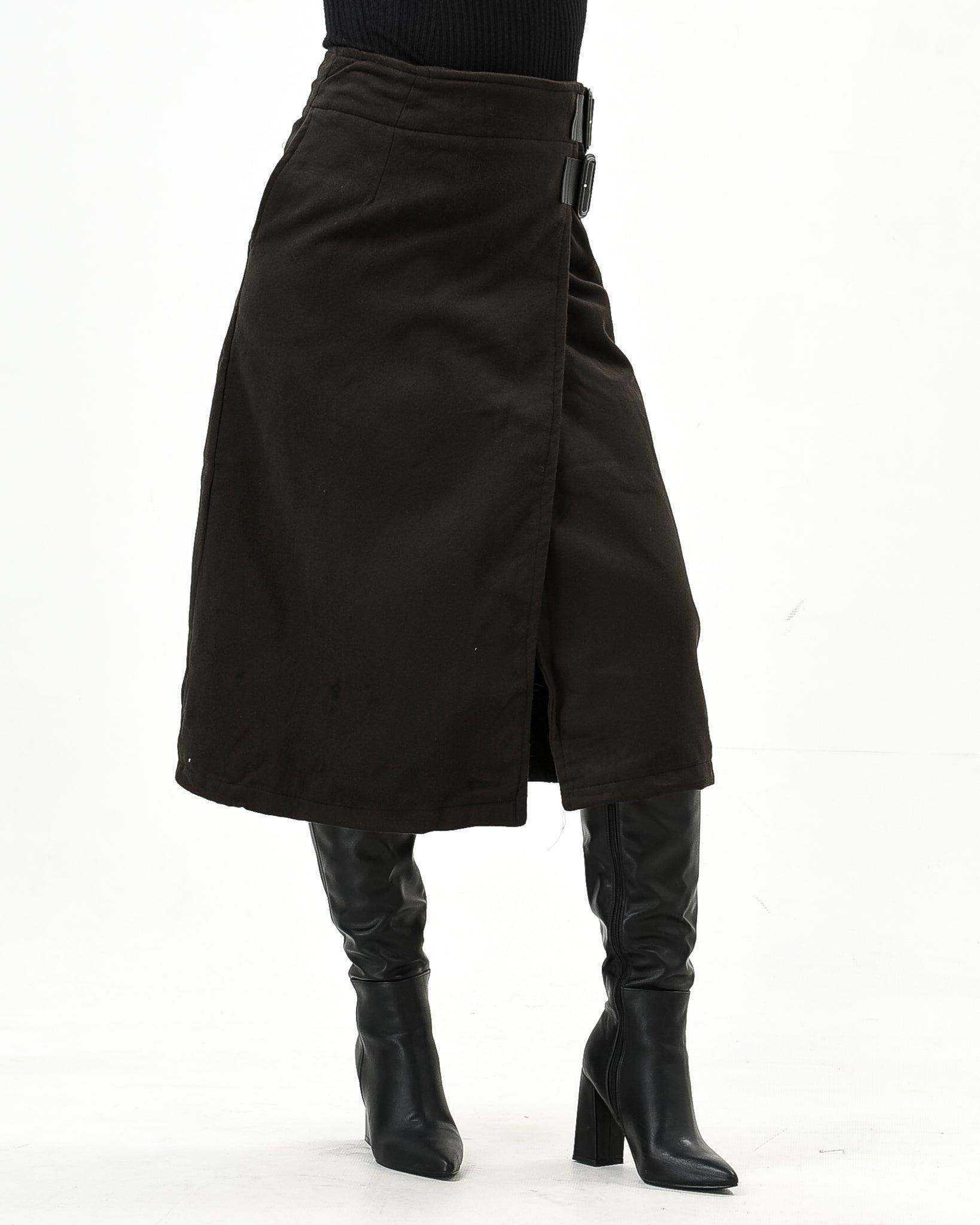 Winter Wrap Skirt With Buckle - Styledd by L&M