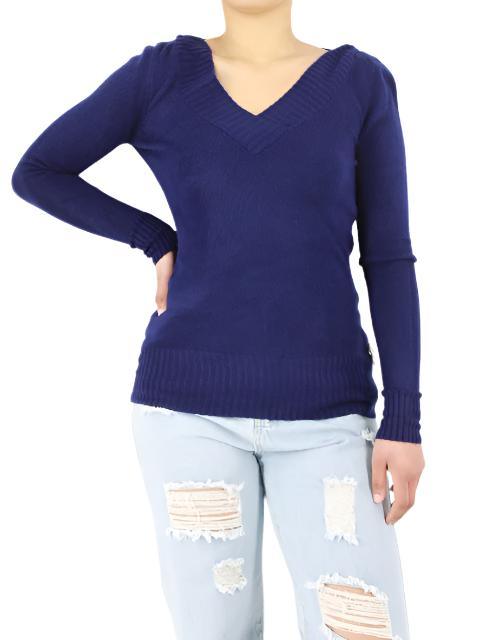 Wooly V Neck Long Sleeve Jersey Sweater - Styledd by L&M