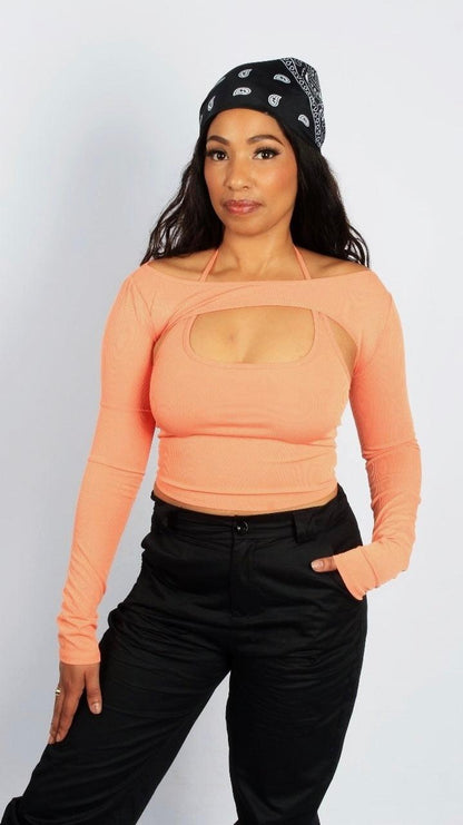 Y2K Solid Crop Top With Cami Top 2pc - Styledd by L&M